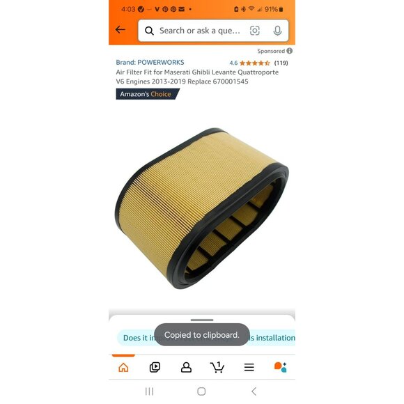 Powerworks Air Filter For Maserati Ghibli Levante Quattroporte V6 Engines 2013-2 - Picture 3 of 10